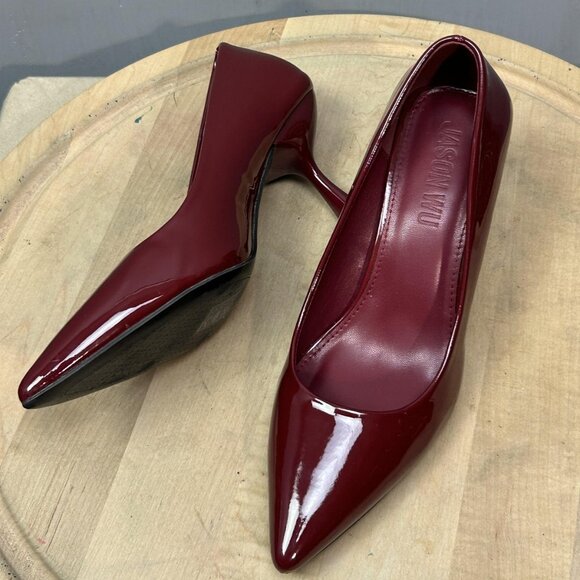 Jason Wu Shoes - Jason Wu Burgundy Patent Stela Pointed Toe Kitten Heel